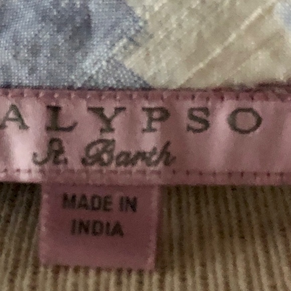 Calypso St. Barth Raw Silk Dress White Blue Large - Picture 8 of 8